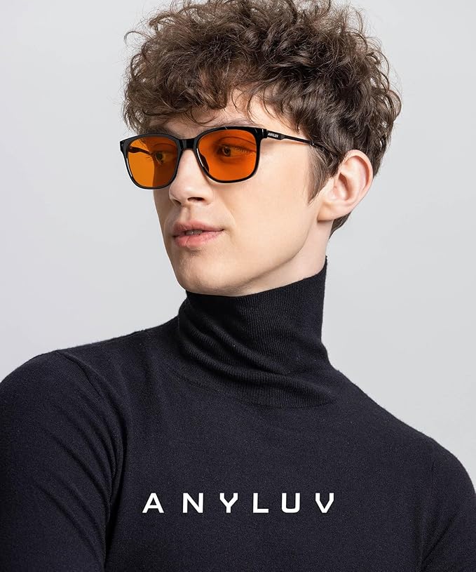 ANYLUV Blue Light Glasses for Men, Lightweight Computer Gaming Glasses, Stylish Anti Eyestrain Blue Light Blocking Men