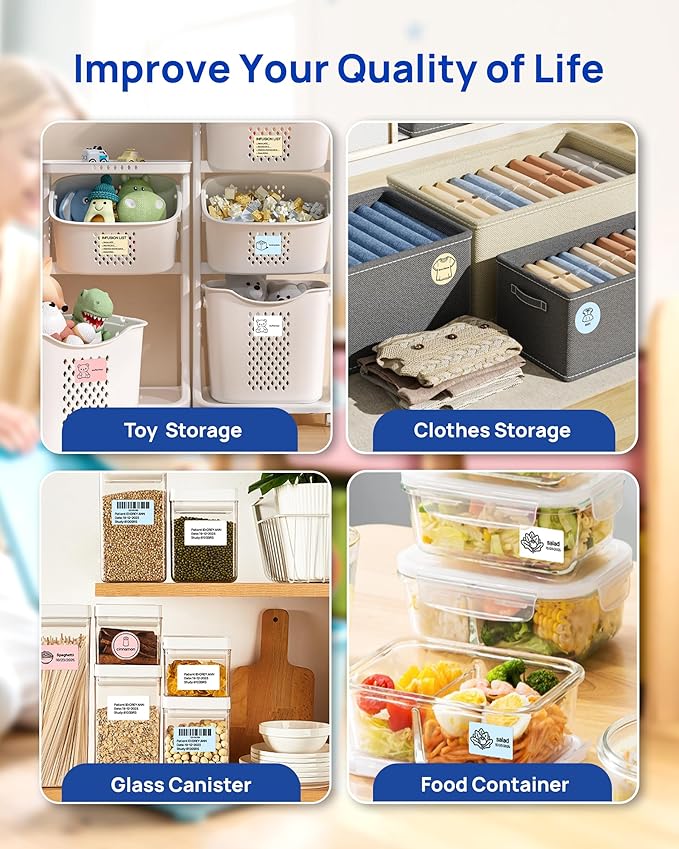 PM260 Label Maker Machine with Tape, 2 Inch Label Maker Bluetooth Label Printer, Inkless Portable Labeler for Home, Kitchen, School, Office Organization, Green