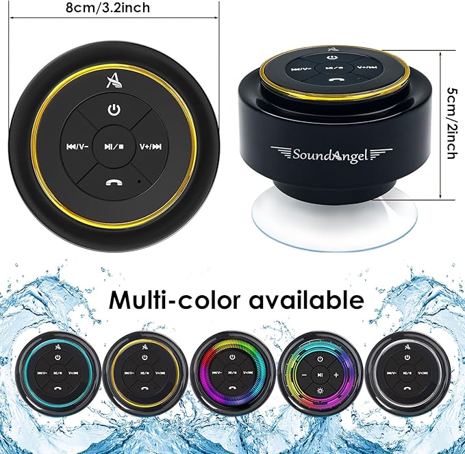 XLEADER, Upgraded, Shower Speaker, Certified IPX7 Waterproof Bluetooth Wireless Speaker with Suction Cup for Bathroom, Built-in Mic, Crystal Sound&Rich Bass,up to 12H Playtime, Ideal Electronic Gifts