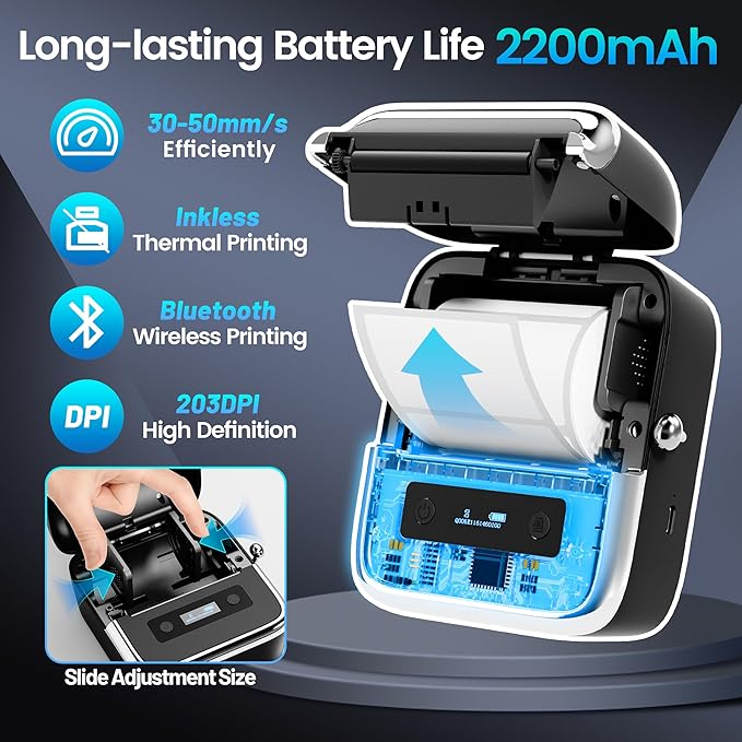 Phomemo M250 3 Inch Label Maker Machine with Tape, 2026 Upgrade Portable Barcode Label Printer for Business, Home, Logo Label, Thermal Address Label Maker with 100 Labels, 40x30mm