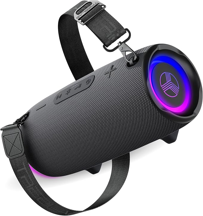 TREBLAB Loud Portable Wireless Bluetooth Speaker, 60W Deep Bass, IPX7 Waterproof Outdoor Speaker, 20H Rechargeable Battery, Built-in Powerbank, TWS Stereo Pairing, Mic, USB-C, Carrying Strap - HD-Max