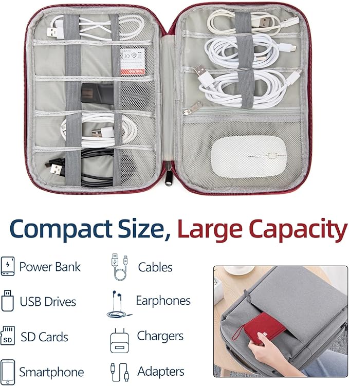 Electronics Organizer Travel Case,Travel Cable Organizer Pouch - Portable Storage Bag for Cord, Charger, Phone, Earphone, Electronic Accessories for Travel & Daily Use