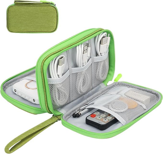 Skycase Electronic Organizer Travel Case - Waterproof Travel Cord Pouches for Organization, Cable Organizer, All-in-One Double Layers Storage Bag for Accessories, Charger, Cable,Light Green