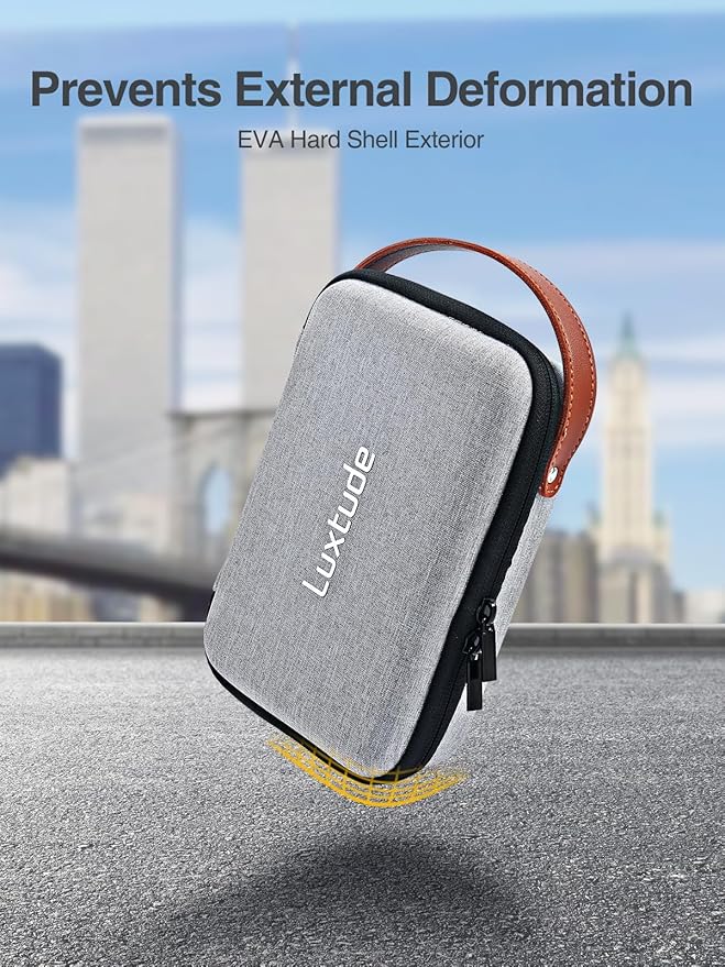 Luxtude Electronic Organizer Travel Case, Portable Tech Organizers, Hard Charger Organizer, Travel Cable Organizers, Tech Bag (Single-Layer, Grey, Small)
