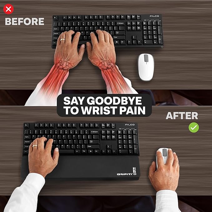Grifiti Fat Wrist Pad 12" x 2.75” x 0.75" Inch Keyboard Rest Thick Small Ergonomic Computer Keyboards Hand & Palm Wrists Rests Support Carpal Tunnel Resting Pads Accessories (Thin 12 x 2.75 x 0.75)