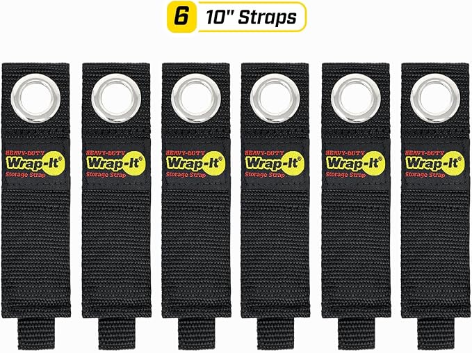 Heavy-Duty Wrap-It Storage Straps, 10-inch (6 Pack) - Hook and Loop Extension Cord Organizer Hanger, Cord Keeper, Cable Straps for Cords, Hoses, and Garage Storage - Image 3