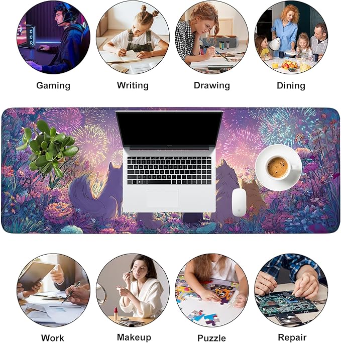 Mouse Pad, Large Anti-Slip with Stitched Edges Desk Mat Desktop Laptop Computer Desk Keyboard Mat,Table Protector Blotter Mat (Dog, 31.5" x 11.8")