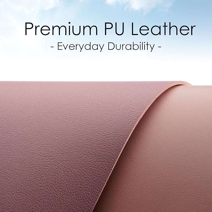 WAYBER Leather Desk Pad Protector, Waterproof Mouse Pad, PU Desk Mat, Office Desk Cover, Desk Writing Mat for Office/Home/Work/Cubicle (Purple/Pink) 23.6x13.7in