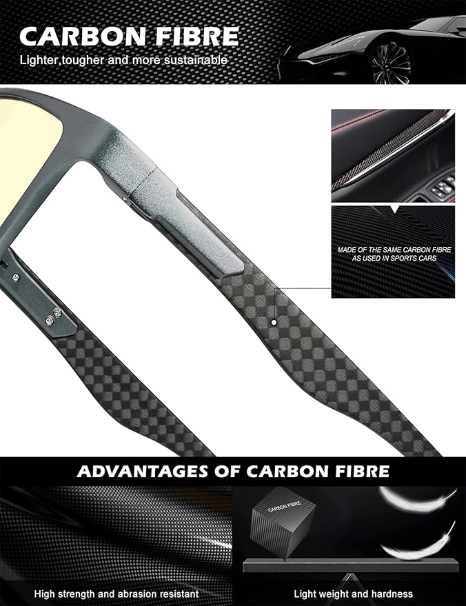 ANYLUV Carbon Fiber Reading Glasses for Men Women, Blue Light Blocking Computer Readers, Anti Glare Spring Hinge