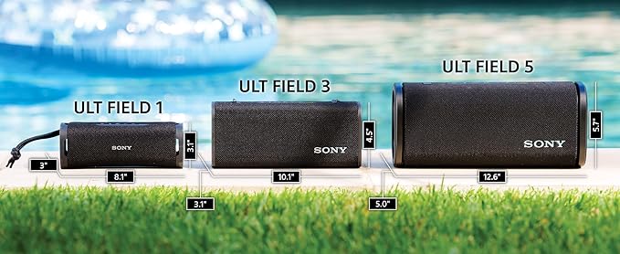 Sony ULT Field 1 Waterproof Portable Bluetooth Speaker, Enhanced Bass, 12h Battery, IP67 Rated Dustproof Shockproof Rustproof, Detachable Strap, SRSULT10D, Orange