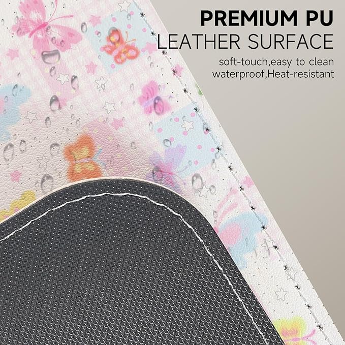 AUPET Leather Desk Pad Blotter Mat, Large Mouse Pad, Non-Slip Waterproof Desk Writing Pad Protector, Desk Decor for Office，Home，Gaming (Butterfly Fantasy, 35.4X15.7 inch)