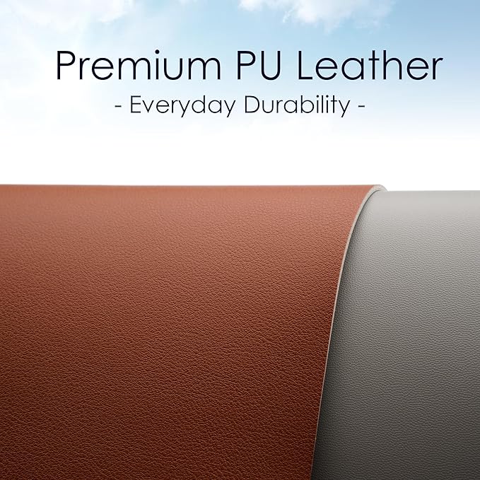 WAYBER Leather Desk Pad Protector, Waterproof Mouse Pad, PU Desk Mat, Office Desk Cover, Desk Writing Mat for Office/Home/Work/Cubicle (Brown/Gray) 35.4x17in