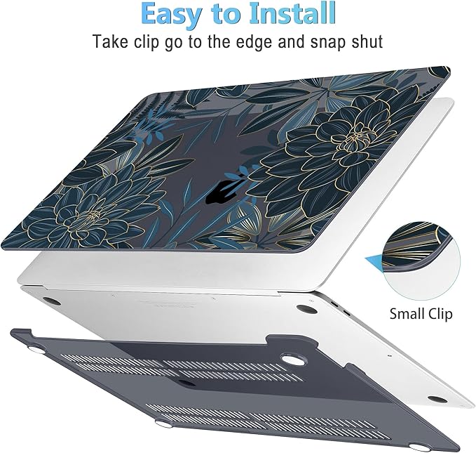 Mektron Case for MacBook Air 13 inch M1 A2337 A2179 A1932,Hard Cover 2018-2021 Air 13-inch with Touch ID, Exclusively Designed Protective Shell with Keyboard Skin+Screen Protector,Dahlia Flower C035