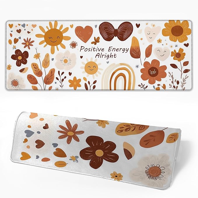 Desk Pad Sticker Desk Mat for Keyboard and Mouse, Large Mousepad with Stitched Edges for Work Game Office, 31.5 x 11.8 in