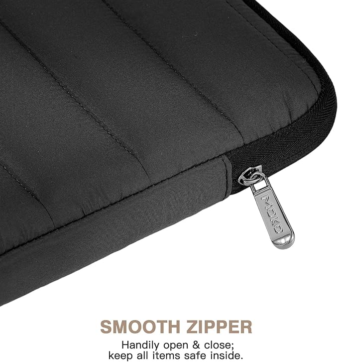 MoKo 13-14 Inch Puffy Laptop Sleeve, Laptop Carrying Bag Fit with New Mac Neo A18 Pro, Mac Pro M5 14" 2026, Mac Air 13.6/13.3, iPad Pro 12.9/13, Notebook Laptop Travel Bag, Black