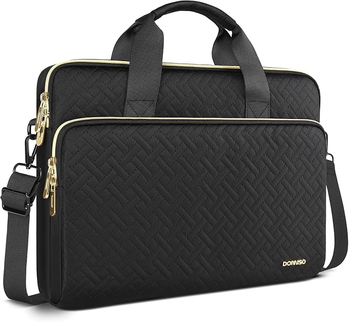 DOMISO 17 inch Laptop Sleeve Protective Case Cover Compatible with 17-17.3 inch HP Dell ASUS Lenovo Chromebook,Waterproof Computer Cases Bag with Shoulder Strap,Black