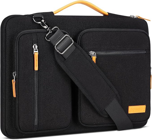 DOMISO 17 inch Laptop Sleeve Protective Case Cover Compatible with 17-17.3 inch HP Dell ASUS Lenovo Chromebook,Waterproof Computer Cases Bag with Shoulder Strap,Black