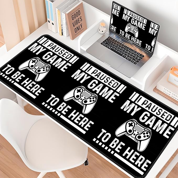 Desk Mat,Big Desk Pad,31.5 x 11.5in Extended Gaming Mouse Pad,Large Mouse Pad for Desk Rubber Base Mousepad with Stitched Edges,Keyboard Mouse Mat for Work Game Office Home - NO Game