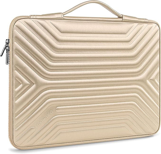 DOMISO 17.3 Inch Laptop Sleeve Case, Shockproof Waterproof Soft EVA Protective Bag with Handle, Lightweight Carrying Case for 17-17.3" Notebook/Dell/Lenovo/HP/MSI/ASUS, Gold