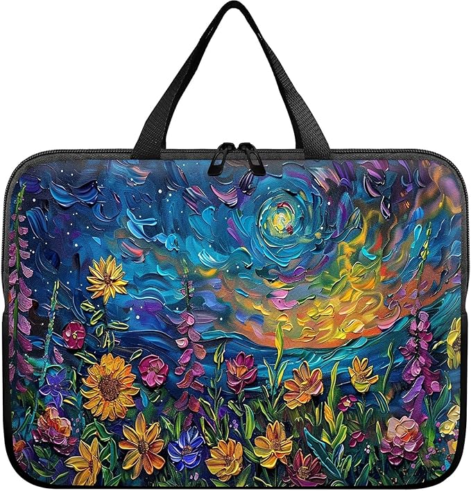 Universal Laptop Sleeve Tablet Case 12 inch, Watercolor Garden Flowers Slim Carrying Case Handbag Travel Laptop Bag for Surface Pro 9 8 7/Laptop Go 2 3, MacBook Air 11/12