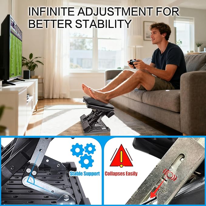 Scalebeard Foot Rest for Under Desk at Work,Height Adjustable Infinite Angle Ergonomic Foldable Footrest for Office, Gaming,Computer, Removable Pad Desk Foot Stool with Massage Beads,All-Season(Gray)