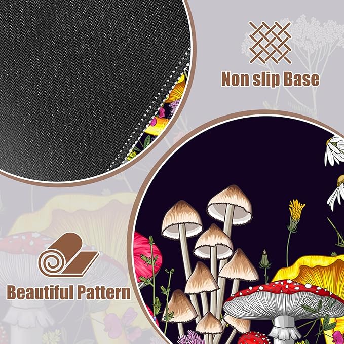 Desk Matt for Desktop, Desk Pad Mat, Mouad Pad for Keyboard and Mouse, XXL Large Mouse Pad for Desktop, Anti-Slip Big Mousepad with Stitched Edges, Mouse Mat for Computer Laptop, Mushroom Wildflower