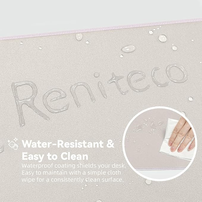 Waterproof Large Gaming Mouse Pad with Durable Stitched Edges, Non-Slip Rubber Base, Grainy Jacquard Mouse Mat Desk Pad for Home Office Gaming, 35.4''x15.7''x0.12'', Beige