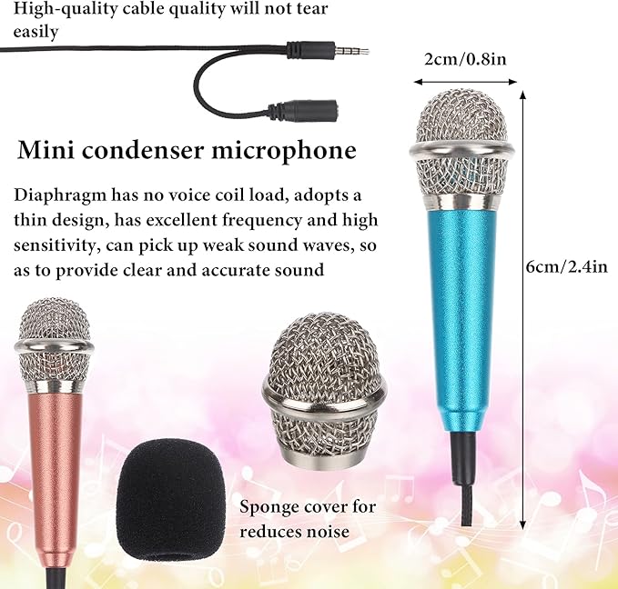 LOCOLO 5Pcs Mini Microphone Mini Karaoke Microphone for Voice Recording Portable Microphone Chatting and Singing Compatible with Smartphone iPhone iPad Laptop