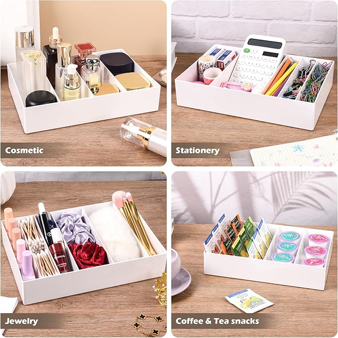 Cable Organizer Box with Wire Ties and Labels, Charger Cable Cord Storage Organizer with Adjustable Compartments, Desk Accessories Storage for Home, Office, Stackable（1Pcs）