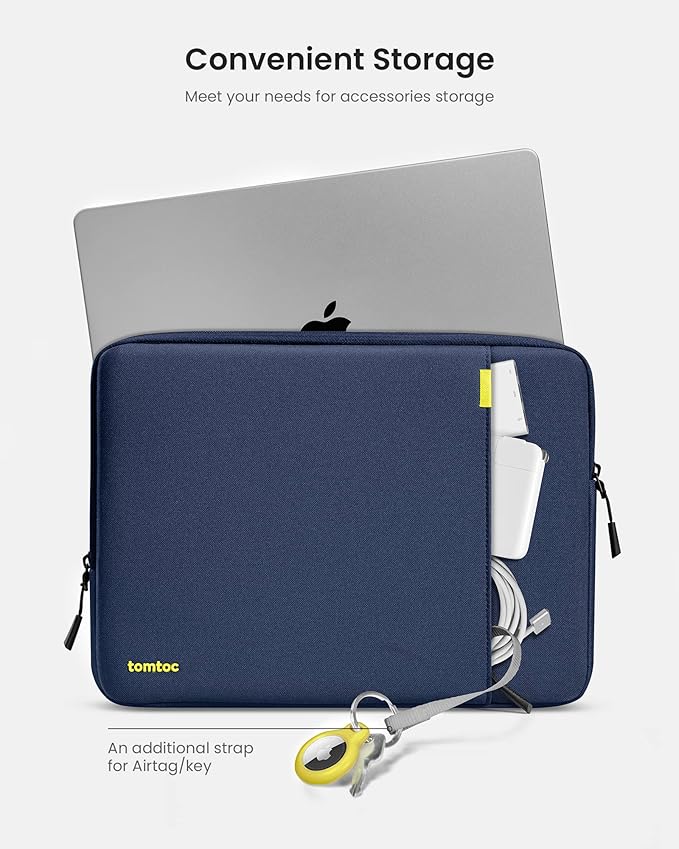 tomtoc 360° Protective Laptop Sleeve for 15-inch New MacBook Air M5/A3448 (2026), M4/A3241, M3/A3114, M2/A2941, Water-Resistant Laptop Case Fits 15-inch MacBook Pro A1990 A1707 & Surface Laptop AI PC
