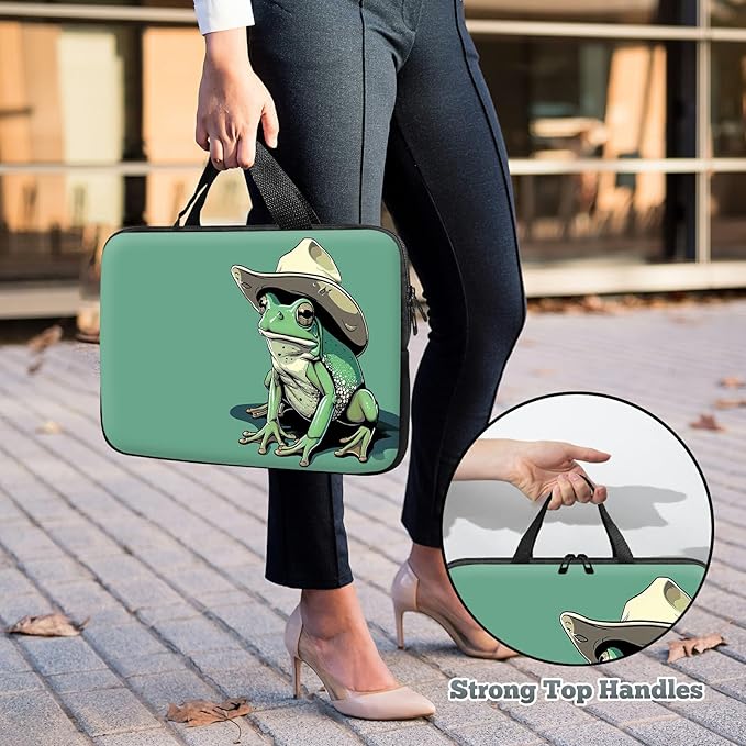 Laptop Sleeve Case Bag 13 inch, Green Frog Slim Carrying Case Durable Handbag Travel Laptop Bag for 13 inch MacBook Air M3/M2/Pro M2/ 13" iPad Pro/Air M4/M2 2024
