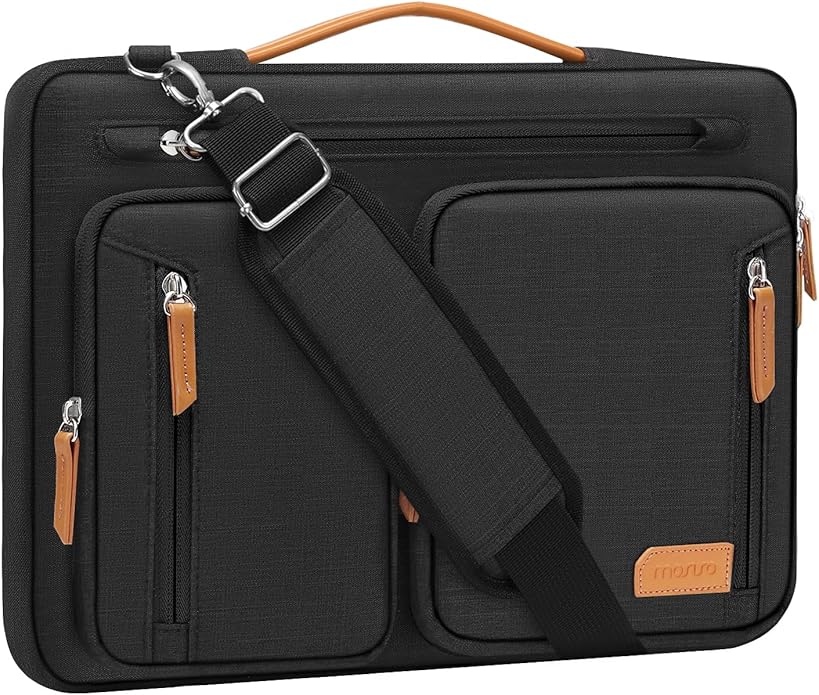 MOSISO 360 Protective Laptop Shoulder Bag, Computer Bags, Side Open Messenger Bag with 5 Accessory Pockets & Belt
