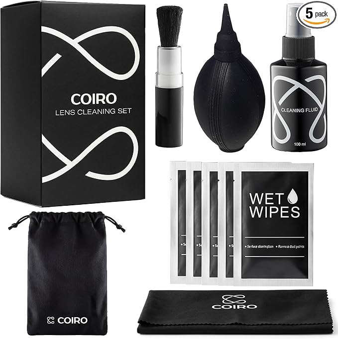 ?? Coiro Camera Lens Cleaning Kit ?€? Camera Air Blower, Lens Cleaner Spray 100ml, Soft Brush, Wet Wipes & Cloth ?€? DSLR Mirrorless Camera Cleaner by CCoiro