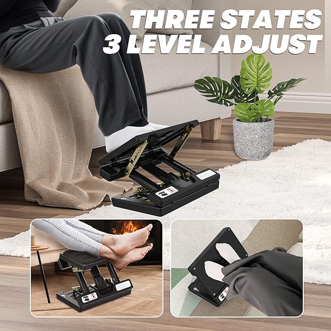 Foot Rest for Under Desk at Work,Height Adjustable footrest,with Massage Roller and Soft Pad,Foldable, Ergonomic,for Car,Office,Computer,Gaming,Adjustable Metal Frame,All-Season Use(Black)