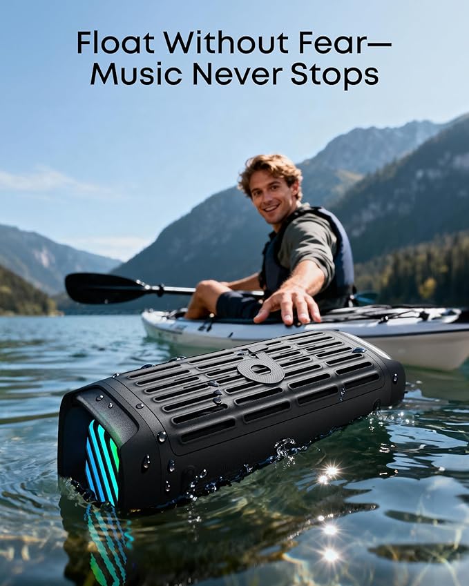 Soundcore Boom 3i by Anker, Compact Outdoor Speaker, IP68 Waterproof, Floating Playback, Saltwater-Resistant, BassUp 2.0, 50W Portable Speaker, Bluetooth 5.3, 16H, TWS, Kayak/Fishing/Camping