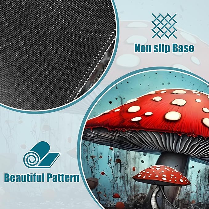 Cool Desk Matt for Desktop, Mouse Pad Mat, Desk Mat for Keyboard and Mouse, XXL Large Mouse Pad for PC, Anti-Slip Big Mousepad with Stitched Edges, Mouse Mat for Computer Laptop Women, Red Mushroom