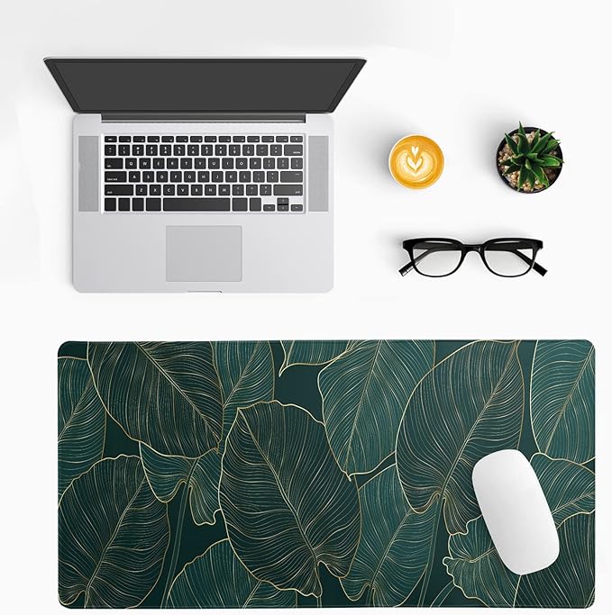 Tropical Palm Tree Extended Mouse Pad 27.6x11.8 Inch, Gaming Mouse Pads, Leaves Large Mousepad Computer Keyboard Mat Desk Pad with Non-Slip Base Waterproof with Stitched Edges for Gaming and Office