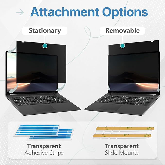 VINTEZ [2 Pack] 15.6 Inch 1.8:1 Privacy Screen for Computer Monitor and Laptop - Anti Glare Protector Film Blue Light Filter Eye Protection - Computer Screen Privacy Shield
