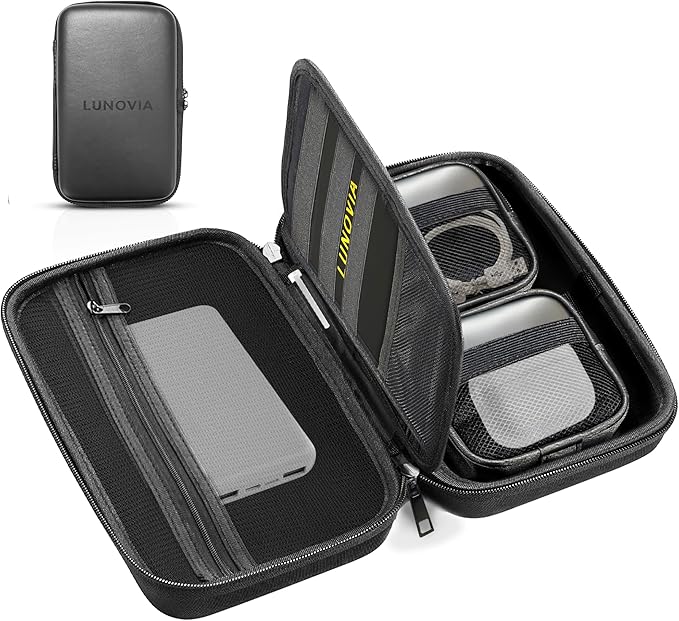 Hard Shell Tech Organizer – Protective Travel Case for Cables, Chargers & Accessories | Mid-Size Electronics Organizer with Removable Pouches