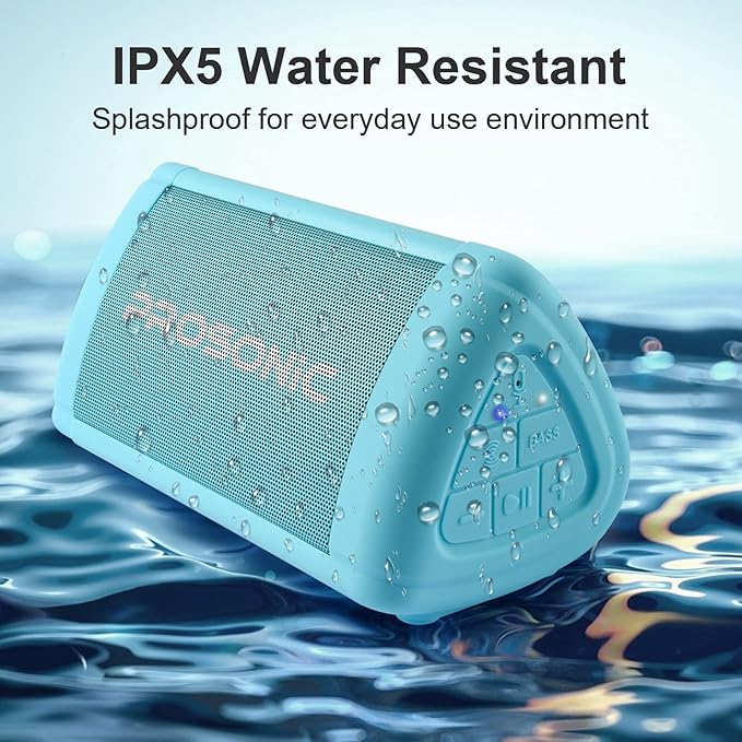 Prosonic BT3 Portable Wireless Bluetooth Speaker with 10W Stereo Sound & Bass Boost -Rich Sound & Intense Bass -Bluetooth 5.0 -Microphone -IPX5 -in & Outdoor Speaker (Blue)