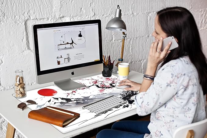 Gaming Mouse Pad 36x24 Desk Mat Large Mousepad Cherry Blossom Desk Pad Big Computer Mat Extended Mouse Mat Non Slip for Women Work Home
