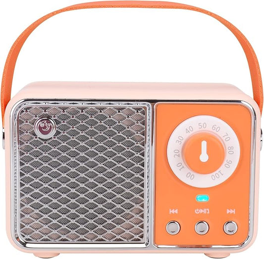 Dosmix Retro Bluetooth Speaker, Vintage Decor, Wireless Bluetooth Speakers, Cute Old Fashion Style for Kitchen Desk Bedroom Office Party Outdoor Kawaii Accessories (Orange)