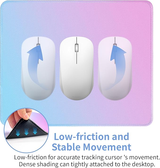 Bloss Small Mouse Pad, Pink Mouse Pad, Desk Mat for Keyboard and Mouse, Cute Mousepad with Stitched Edges, Non-Slip Desk Pad for Gaming, Office(11.8 x 9.8 Inches / 3mm)