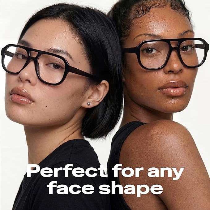 livho Retro Aviator Blue Light Blocking Glasses for Women Men with Soft Case, Trendy Rectangle Computer Eyeglasses