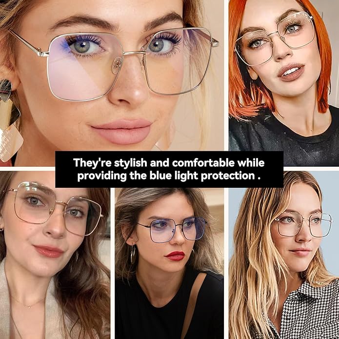Dollger Blue Light Blocking Glasses women Anti Glare UV Filter Computer Gaming Glasses Retro matal square Eyeglasses Frame