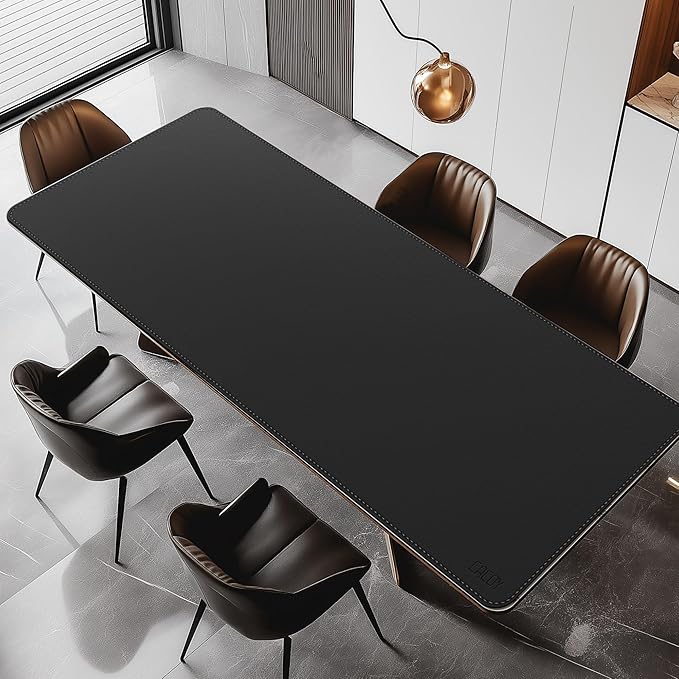Cacoy 70.9x31.5 Inches Faux Leather Desk Pad Blotter, Waterproof Table Protector Mat, Large Gaming Computer Mouse Pad, Office and Home Desk Matt for Desktop, Black