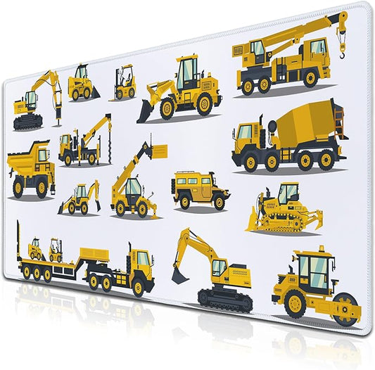 Big Mouse Pad Yellow, Keyboard Mouse Pads Computer Mats, Big Gaming Mouse Pad Waterproof Non-Slip Rubber Base, 35.4 X 15.7 inch for Work/Game/Office/Home Large Construction Equipment