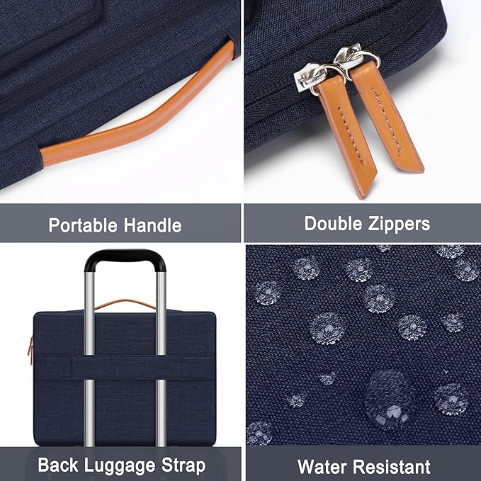 MOSISO 360 Protective Laptop Case 13.3 inch, 13-13.3 inch Laptop Sleeve Compatible with MacBook Air/Pro 13/Pro 14, HP Dell Acer, Side Open Carrying Computer Bag with 5 Accessory Pockets&Belt,Navy Blue