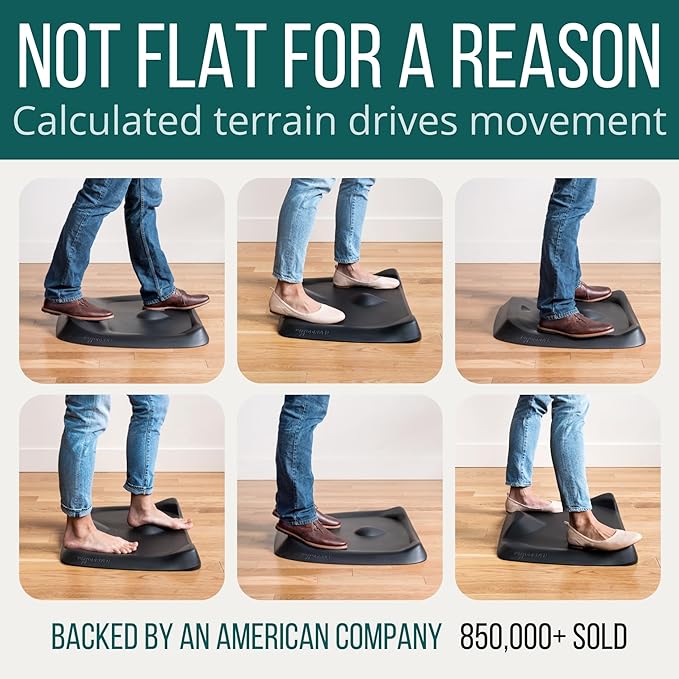 The Standing Desk Mat - Topo by Ergodriven | Premium Not-Flat Anti-Fatigue Standing Desk Mat with Calculated Terrain | Ultra-Thick Deluxe Comfort Foam, Durable, PVC-Free | Accessories | Obsidian Black