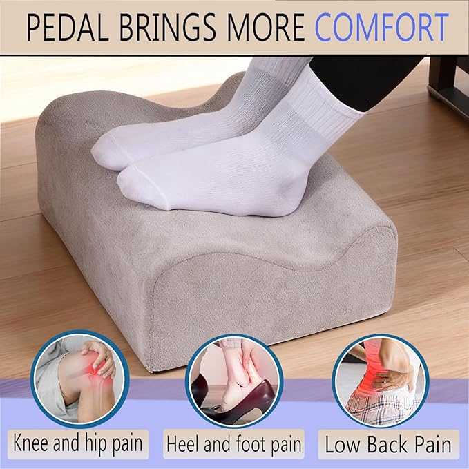 Foot Rest for Under Desk at Work,At Work Soft Ergonomic Footrest,Support Foot Pillow,Heel Chair,Leg Elevation Pillow (Light Grey)